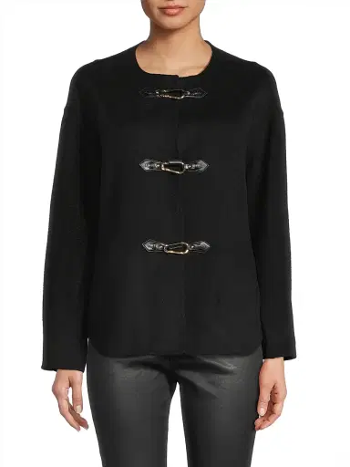 Kobi Halperin Women's Esme Double-Face Wool Short Coat - Black | Thumbnail 6 Kobi Halperin Women's Esme Double-Face Wool Short Coat - Black | Thumbnail 6