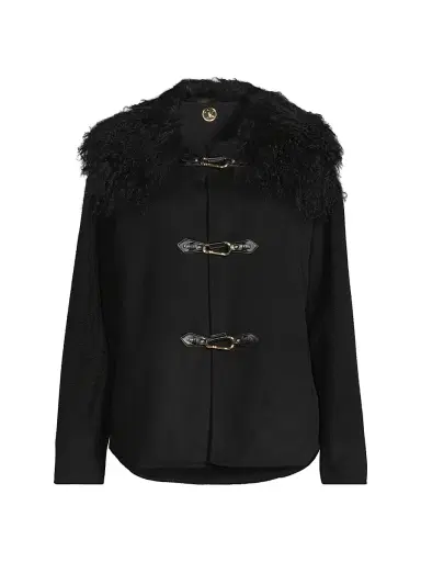 Kobi Halperin Women's Esme Double-Face Wool Short Coat - Black | Thumbnail 1 Kobi Halperin Women's Esme Double-Face Wool Short Coat - Black | Thumbnail 1