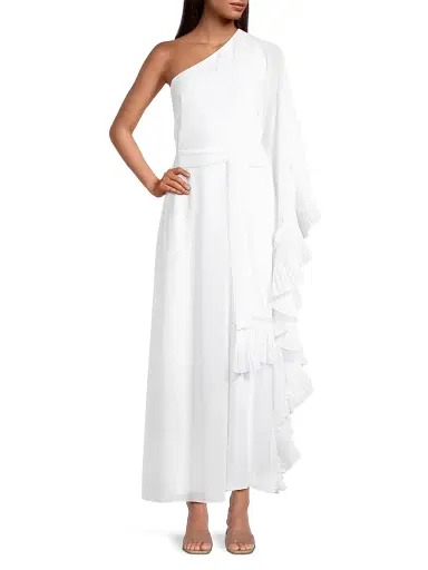 Ungaro Women's Laura One-Shoulder Ruffled Maxi Dress - White | Thumbnail 2 Ungaro Women's Laura One-Shoulder Ruffled Maxi Dress - White | Thumbnail 2