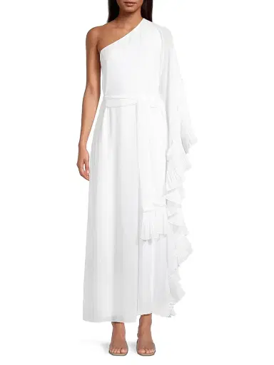 Ungaro Women's Laura One-Shoulder Ruffled Maxi Dress - White | Thumbnail 3 Ungaro Women's Laura One-Shoulder Ruffled Maxi Dress - White | Thumbnail 3