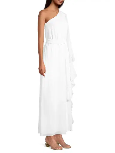 Ungaro Women's Laura One-Shoulder Ruffled Maxi Dress - White | Thumbnail 4 Ungaro Women's Laura One-Shoulder Ruffled Maxi Dress - White | Thumbnail 4