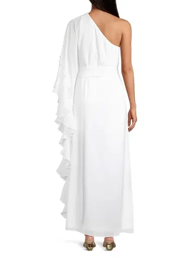 Ungaro Women's Laura One-Shoulder Ruffled Maxi Dress - White | Thumbnail 5 Ungaro Women's Laura One-Shoulder Ruffled Maxi Dress - White | Thumbnail 5