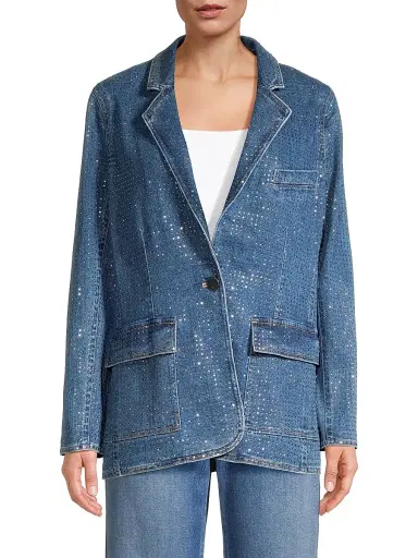 Kobi Halperin Women's Keira Embellished Denim Blazer - Indigo | Thumbnail 3 Kobi Halperin Women's Keira Embellished Denim Blazer - Indigo | Thumbnail 3