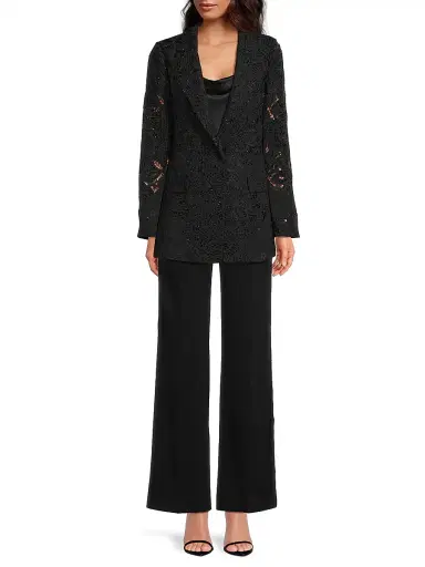 Ungaro Women's Fallon Lace Mid-Rise Flared Pants - Black | Thumbnail 2 Ungaro Women's Fallon Lace Mid-Rise Flared Pants - Black | Thumbnail 2