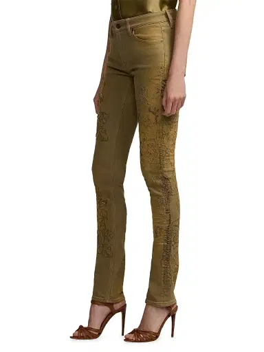 Ralph Lauren Collection Women's Barrett Embroidered Skinny Jeans - Dusty Sage | Thumbnail 4 Ralph Lauren Collection Women's Barrett Embroidered Skinny Jeans - Dusty Sage | Thumbnail 4