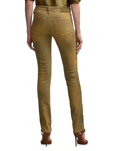 Ralph Lauren Collection Women's Barrett Embroidered Skinny Jeans - Dusty Sage | Thumbnail 5 Ralph Lauren Collection Women's Barrett Embroidered Skinny Jeans - Dusty Sage | Thumbnail 5