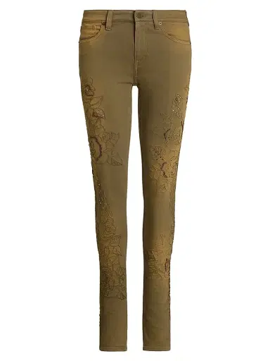 Ralph Lauren Collection Women's Barrett Embroidered Skinny Jeans - Dusty Sage | Thumbnail 1 Ralph Lauren Collection Women's Barrett Embroidered Skinny Jeans - Dusty Sage | Thumbnail 1