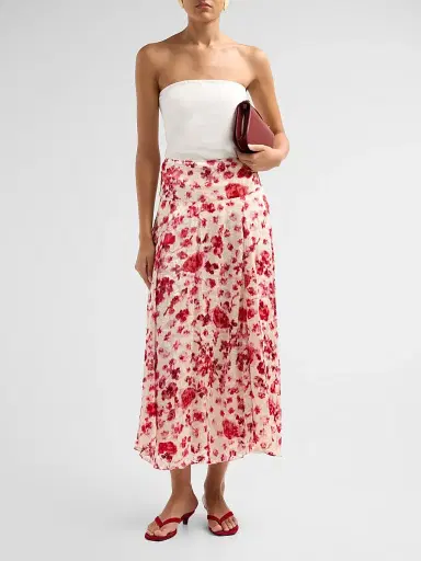 Isabel Marant Women's Hilza Silk-Blend Midi Skirt - Ecru Pink - Size 10 | Thumbnail 2 Isabel Marant Women's Hilza Silk-Blend Midi Skirt - Ecru Pink - Size 10 | Thumbnail 2