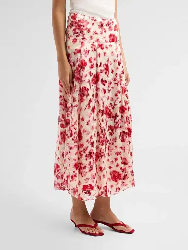 Isabel Marant Women's Hilza Silk-Blend Midi Skirt - Ecru Pink - Size 10 | Thumbnail 4 Isabel Marant Women's Hilza Silk-Blend Midi Skirt - Ecru Pink - Size 10 | Thumbnail 4