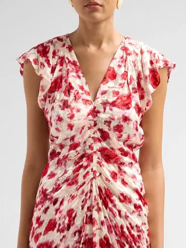 Isabel Marant Women's Lyndsay Floral Silk-Blend Midi Dress - Ecru Pink | Thumbnail 5 Isabel Marant Women's Lyndsay Floral Silk-Blend Midi Dress - Ecru Pink | Thumbnail 5
