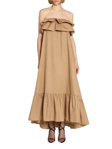 Saint Laurent Women's Ruffled Dress in Cotton Serge | Thumbnail 4 Saint Laurent Women's Ruffled Dress in Cotton Serge | Thumbnail 4