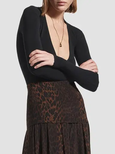 Balenciaga Women's V-Neck Body Top - Black | Thumbnail 2 Balenciaga Women's V-Neck Body Top - Black | Thumbnail 2