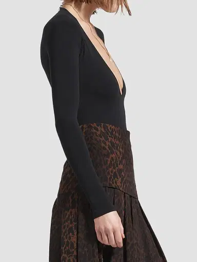 Balenciaga Women's V-Neck Body Top - Black | Thumbnail 4 Balenciaga Women's V-Neck Body Top - Black | Thumbnail 4