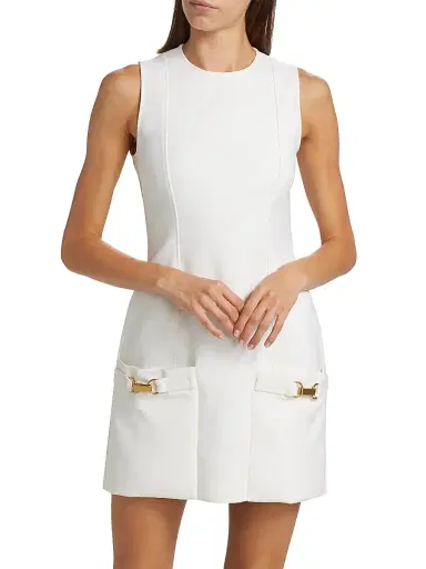 Stella McCartney Women's Moulded Wool-Blend Minidress - Cream | Thumbnail 2 Stella McCartney Women's Moulded Wool-Blend Minidress - Cream | Thumbnail 2