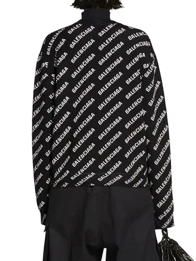 Balenciaga Women's Mini Allover Logo Sweater - Black White | Thumbnail 5 Balenciaga Women's Mini Allover Logo Sweater - Black White | Thumbnail 5