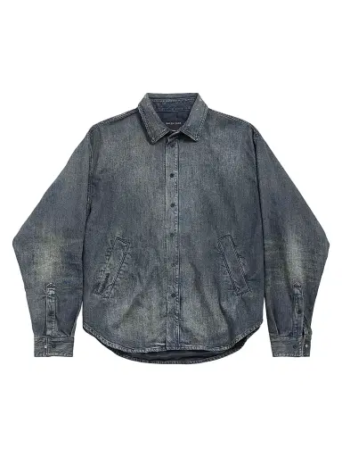 Balenciaga Men's Denim Overshirt - Blue | Thumbnail 1 Balenciaga Men's Denim Overshirt - Blue | Thumbnail 1