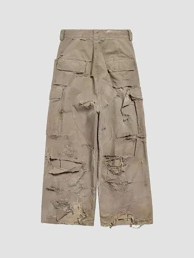 Balenciaga Men's Distressed Large Cargo Pants - Dark Beige | Thumbnail 7 Balenciaga Men's Distressed Large Cargo Pants - Dark Beige | Thumbnail 7