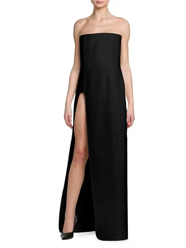 Stella McCartney Women's Wool U-Slit Strapless Gown - Black | Thumbnail 3 Stella McCartney Women's Wool U-Slit Strapless Gown - Black | Thumbnail 3