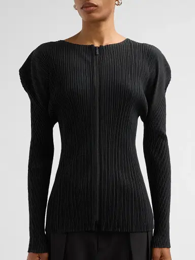 Issey Miyake Women's Box Shoulder Pleats Cardigan - Black - Size Small | Thumbnail 5 Issey Miyake Women's Box Shoulder Pleats Cardigan - Black - Size Small | Thumbnail 5