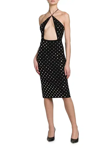 Stella McCartney Women's Studded Cut-Out Halter Midi-Dress | Thumbnail 3 Stella McCartney Women's Studded Cut-Out Halter Midi-Dress | Thumbnail 3