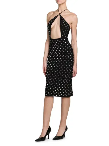 Stella McCartney Women's Studded Cut-Out Halter Midi-Dress | Thumbnail 4 Stella McCartney Women's Studded Cut-Out Halter Midi-Dress | Thumbnail 4