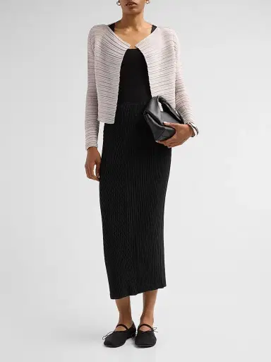 Issey Miyake Women's Jiggly Pleats Cardigan - Light Gray | Thumbnail 2 Issey Miyake Women's Jiggly Pleats Cardigan - Light Gray | Thumbnail 2