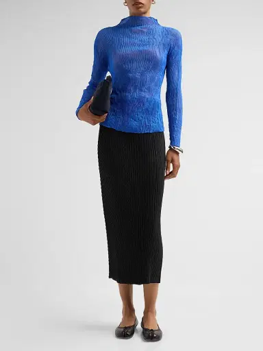 Issey Miyake Women's Chiffon Twist Rib-Knit Top - Starling Blue - Size Small | Thumbnail 2 Issey Miyake Women's Chiffon Twist Rib-Knit Top - Starling Blue - Size Small | Thumbnail 2