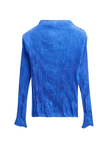 Issey Miyake Women's Chiffon Twist Rib-Knit Top - Starling Blue - Size Small | Thumbnail 1 Issey Miyake Women's Chiffon Twist Rib-Knit Top - Starling Blue - Size Small | Thumbnail 1