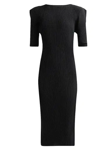 Issey Miyake Women's Box Shoulder Pleats Midi Dress | Thumbnail 1 Issey Miyake Women's Box Shoulder Pleats Midi Dress | Thumbnail 1