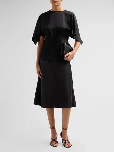 Stella McCartney Women's Handkerchief Satin Short-Sleeve Top - Black - Size 14 | Thumbnail 2 Stella McCartney Women's Handkerchief Satin Short-Sleeve Top - Black - Size 14 | Thumbnail 2