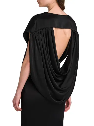 Stella McCartney Women's Draped Satin V-Neck Gown - Black | Thumbnail 7 Stella McCartney Women's Draped Satin V-Neck Gown - Black | Thumbnail 7