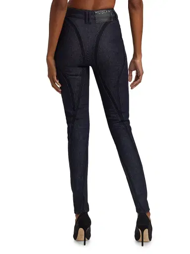 Mugler Women's Stretch Raw Denim Jeans - Raw Blue Black | Thumbnail 5 Mugler Women's Stretch Raw Denim Jeans - Raw Blue Black | Thumbnail 5