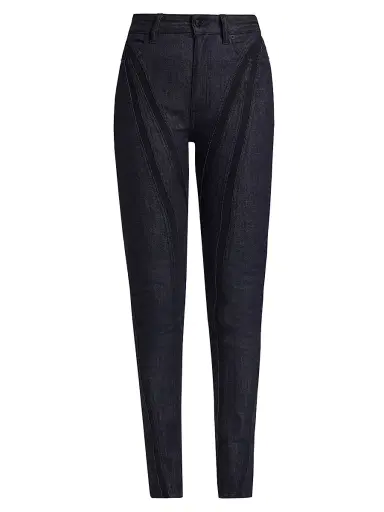 Mugler Women's Stretch Raw Denim Jeans - Raw Blue Black | Thumbnail 1 Mugler Women's Stretch Raw Denim Jeans - Raw Blue Black | Thumbnail 1