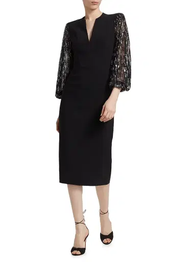 Jenny Packham Women's The Swan Embellished-Sleeve Cocktail Dress | Thumbnail 2 Jenny Packham Women's The Swan Embellished-Sleeve Cocktail Dress | Thumbnail 2