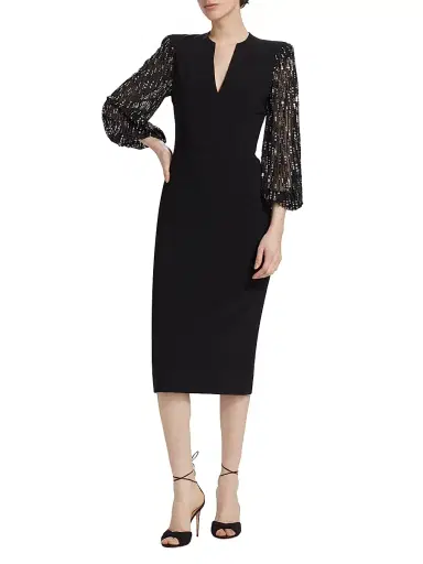 Jenny Packham Women's The Swan Embellished-Sleeve Cocktail Dress | Thumbnail 3 Jenny Packham Women's The Swan Embellished-Sleeve Cocktail Dress | Thumbnail 3