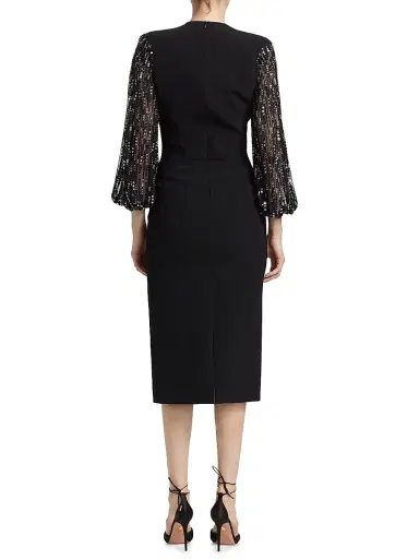 Jenny Packham Women's The Swan Embellished-Sleeve Cocktail Dress | Thumbnail 5 Jenny Packham Women's The Swan Embellished-Sleeve Cocktail Dress | Thumbnail 5