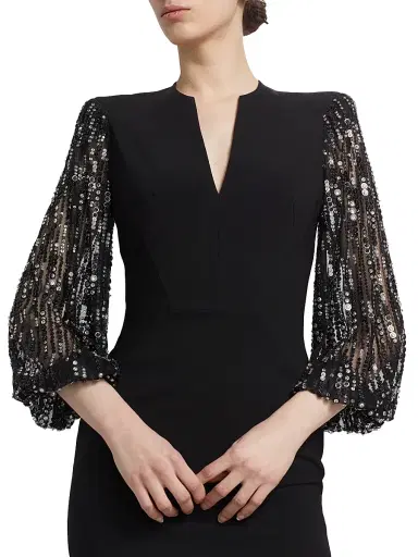 Jenny Packham Women's The Swan Embellished-Sleeve Cocktail Dress | Thumbnail 6 Jenny Packham Women's The Swan Embellished-Sleeve Cocktail Dress | Thumbnail 6