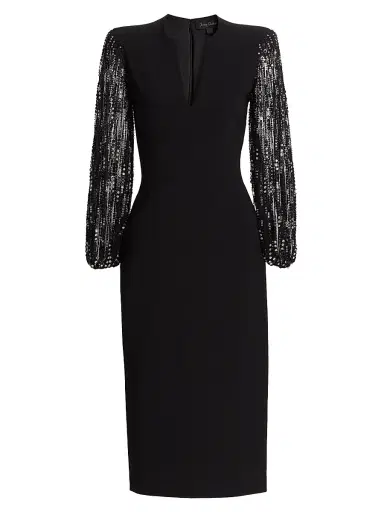 Jenny Packham Women's The Swan Embellished-Sleeve Cocktail Dress | Thumbnail 1 Jenny Packham Women's The Swan Embellished-Sleeve Cocktail Dress | Thumbnail 1