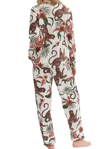 Desmond & Dempsey Women's Cotton Jungle 2-Piece Pajama Set - Cream | Thumbnail 4 Desmond & Dempsey Women's Cotton Jungle 2-Piece Pajama Set - Cream | Thumbnail 4