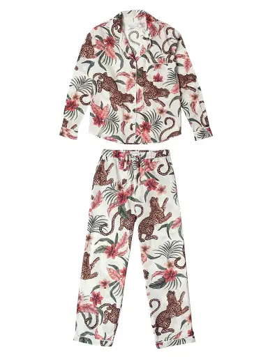 Desmond & Dempsey Women's Cotton Jungle 2-Piece Pajama Set - Cream | Thumbnail 1 Desmond & Dempsey Women's Cotton Jungle 2-Piece Pajama Set - Cream | Thumbnail 1