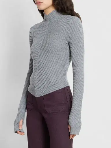Victoria Beckham Women's Georgia Merino Wool Sweater - Grey Marl - Size XS | Thumbnail 4 Victoria Beckham Women's Georgia Merino Wool Sweater - Grey Marl - Size XS | Thumbnail 4