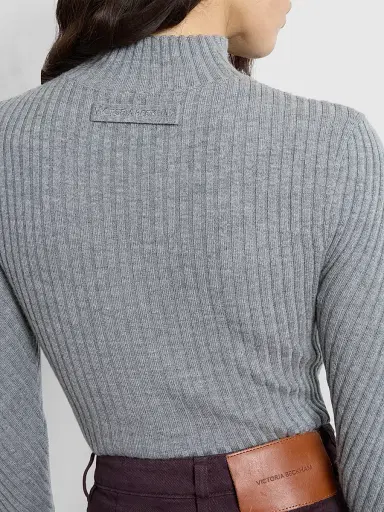Victoria Beckham Women's Georgia Merino Wool Sweater - Grey Marl - Size XS | Thumbnail 5 Victoria Beckham Women's Georgia Merino Wool Sweater - Grey Marl - Size XS | Thumbnail 5