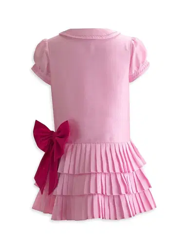 Rachel Riley Eloise Little Girl's & Girl's Eloise Puff-Sleeve Drop-Waist Shirtdress - Pink | Thumbnail 2 Rachel Riley Eloise Little Girl's & Girl's Eloise Puff-Sleeve Drop-Waist Shirtdress - Pink | Thumbnail 2