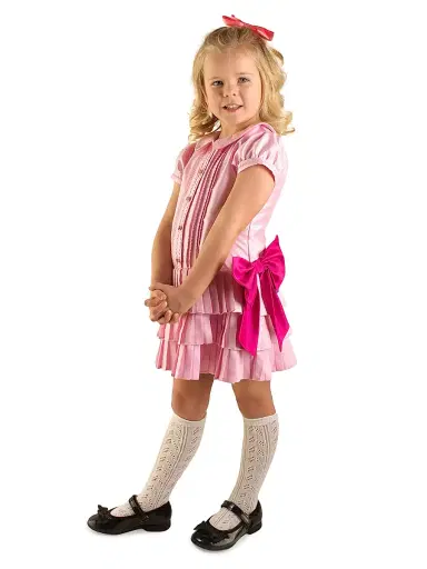 Rachel Riley Eloise Little Girl's & Girl's Eloise Puff-Sleeve Drop-Waist Shirtdress - Pink | Thumbnail 3 Rachel Riley Eloise Little Girl's & Girl's Eloise Puff-Sleeve Drop-Waist Shirtdress - Pink | Thumbnail 3