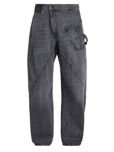 JW Anderson Men's Twisted Workwear Jeans - Grey | Thumbnail 1 JW Anderson Men's Twisted Workwear Jeans - Grey | Thumbnail 1