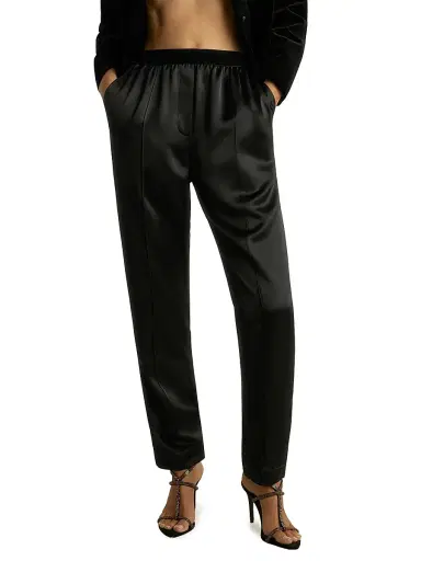 Reiss Women's Elea Satin Tapered Trousers - Black | Thumbnail 3 Reiss Women's Elea Satin Tapered Trousers - Black | Thumbnail 3