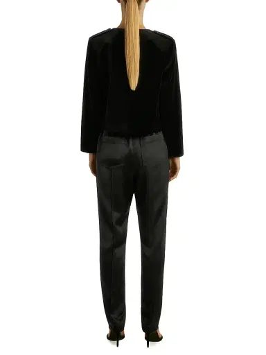 Reiss Women's Elea Satin Tapered Trousers - Black | Thumbnail 4 Reiss Women's Elea Satin Tapered Trousers - Black | Thumbnail 4