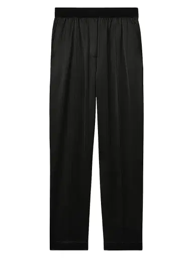 Reiss Women's Elea Satin Tapered Trousers - Black | Thumbnail 1 Reiss Women's Elea Satin Tapered Trousers - Black | Thumbnail 1