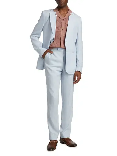 Reiss Men's Kin B Linen Two-Button Blazer - Soft Blue | Thumbnail 2 Reiss Men's Kin B Linen Two-Button Blazer - Soft Blue | Thumbnail 2