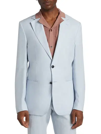 Reiss Men's Kin B Linen Two-Button Blazer - Soft Blue | Thumbnail 3 Reiss Men's Kin B Linen Two-Button Blazer - Soft Blue | Thumbnail 3